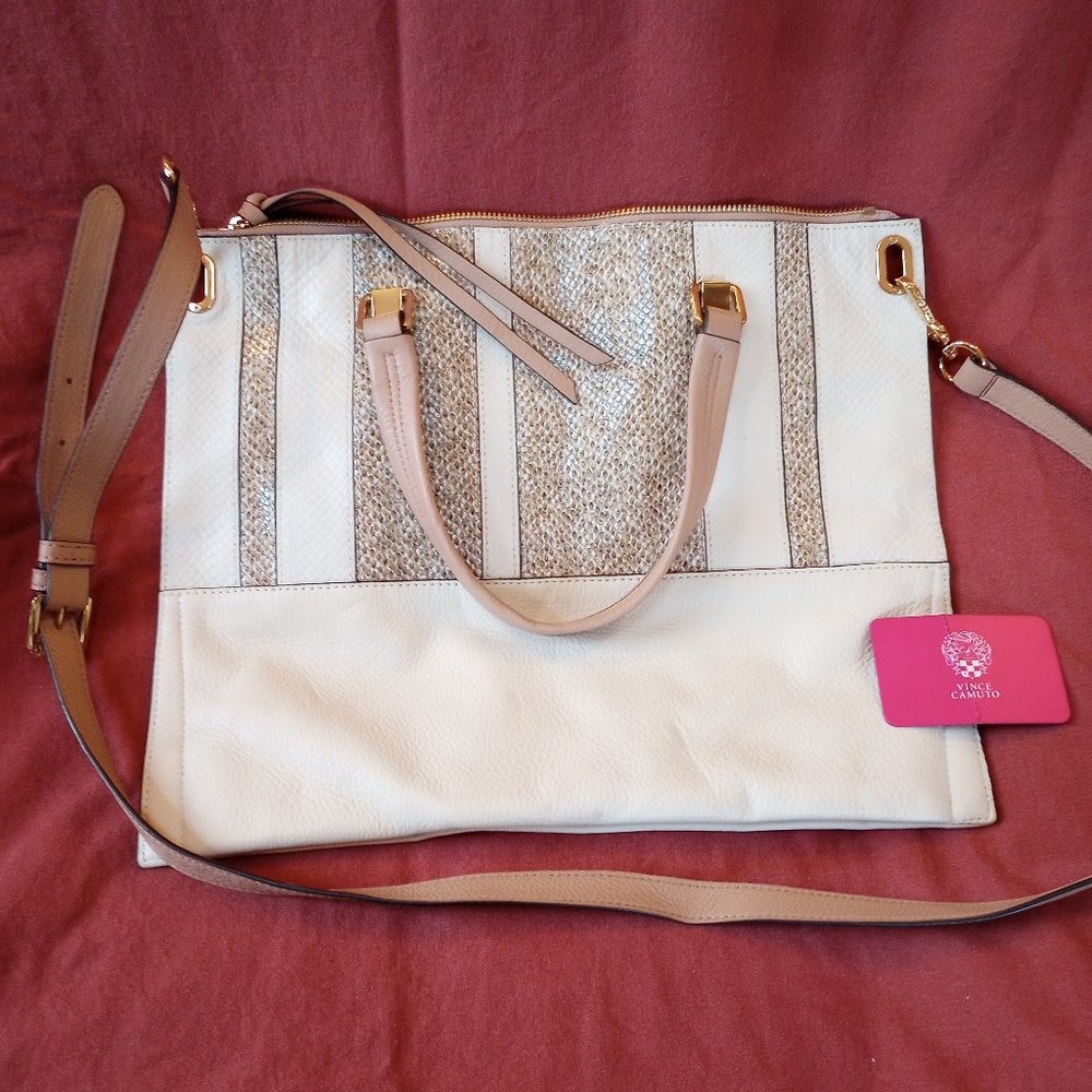 Vince Camuto cappuccino leather cross shoulder bag